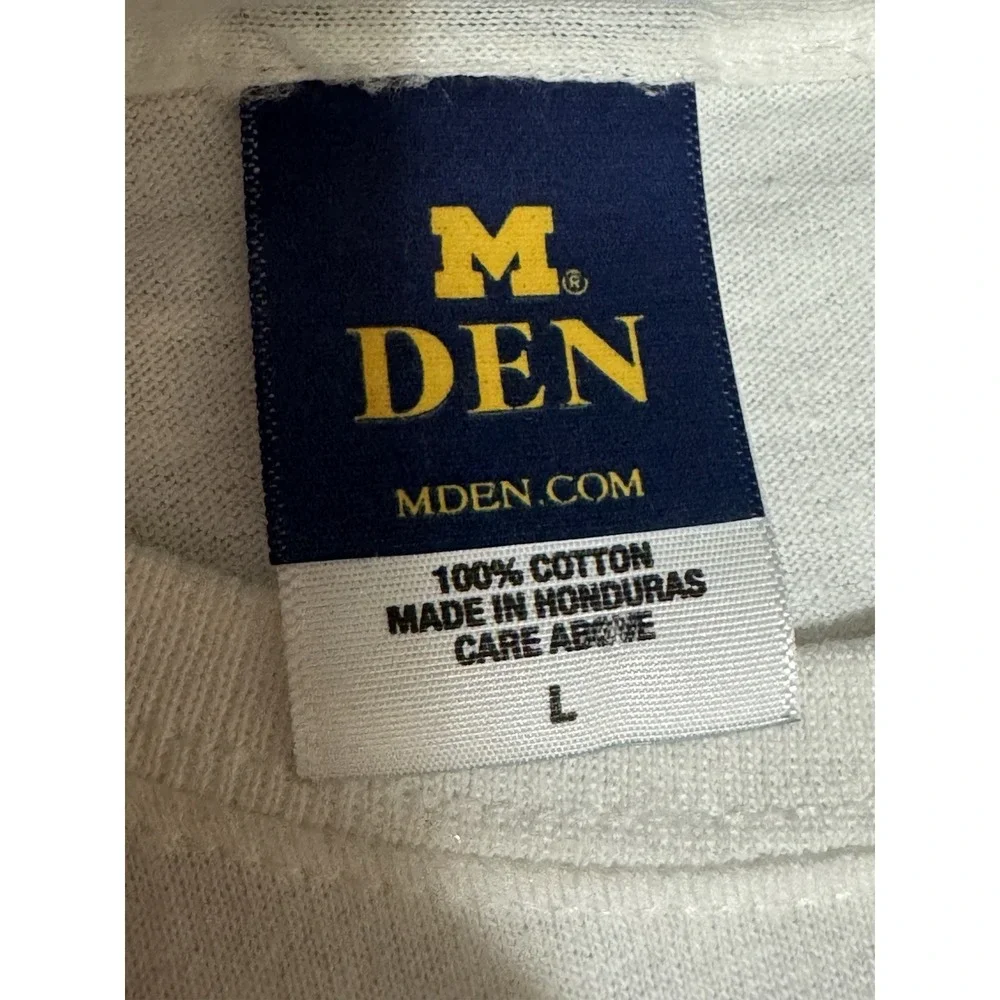 M Den Michigan Wolverines White Long Sleeve Shirt Size L Navy Yellow